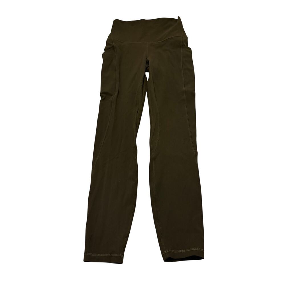 Lululemon Align High-Rise Pant 25" w pockets Earthy Green/Dark Olive sz 4 EUC